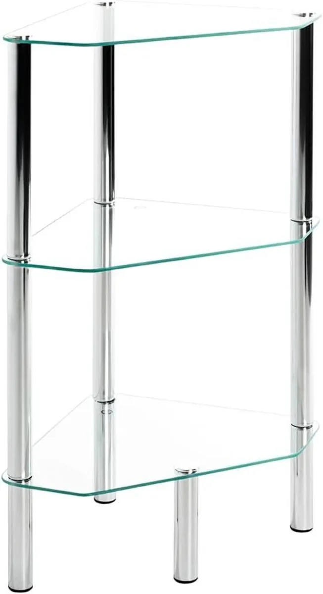 Möbel Rack Chrome Metal Tempered Glass - Size: W - Image 1