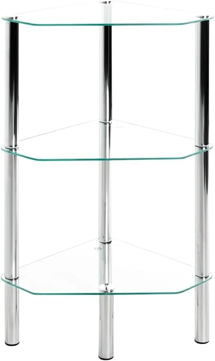 Möbel Rack Chrome Metal Tempered Glass - Size: W - Image 4