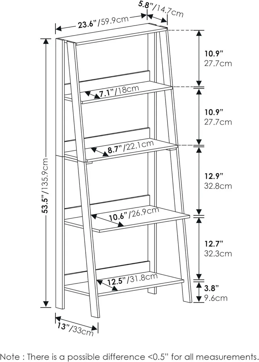 LADDER Book Shelf 5-Tier Bookshelf Display - Image 3