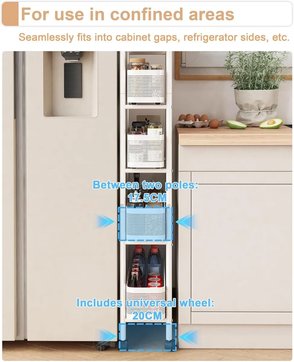 Premium Metal Kitchen Storage Trolley with Pull - Image 4