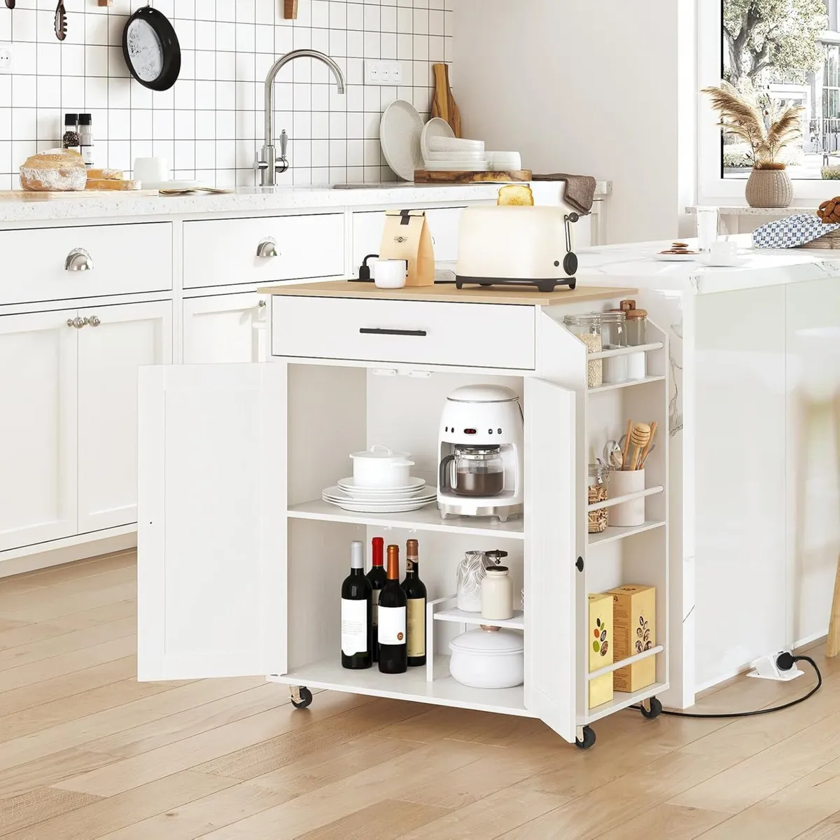 Kitchen Island on Wheels Rolling Storage Trolley - Image 2