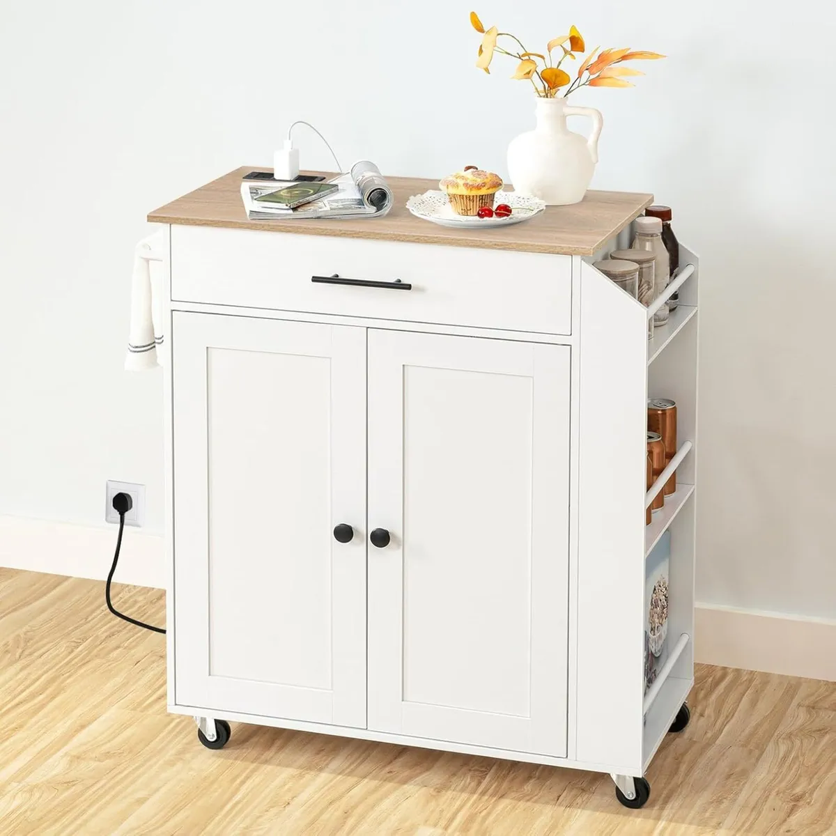 Kitchen Island on Wheels Rolling Storage Trolley - Image 4
