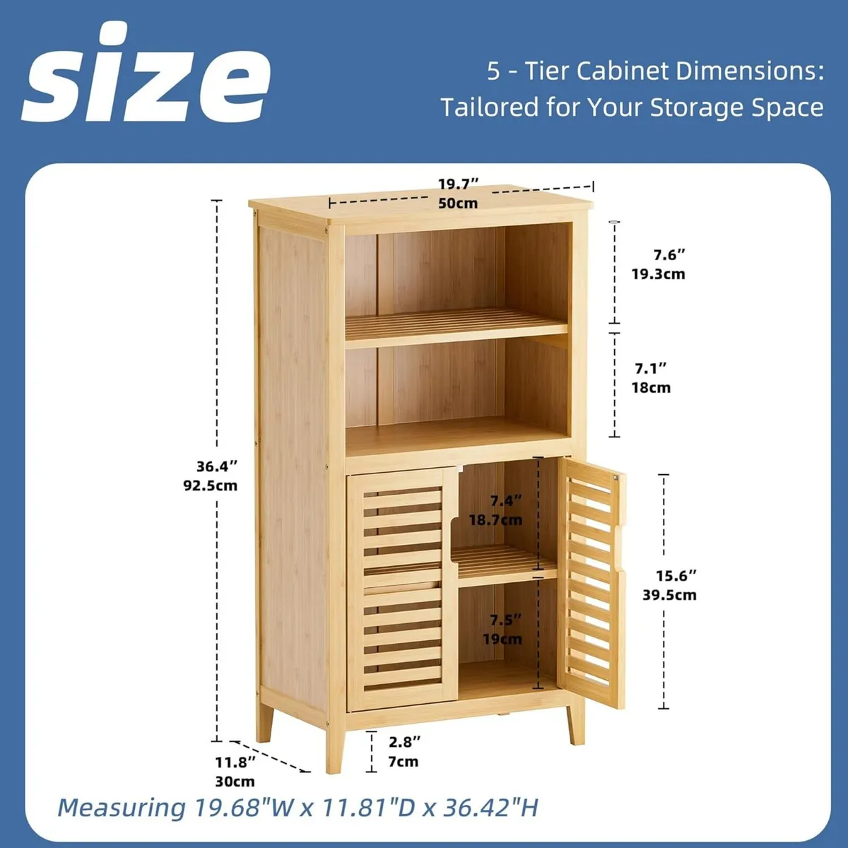 Bathroom Floor Cabinet Freestanding Side Storage - Image 3
