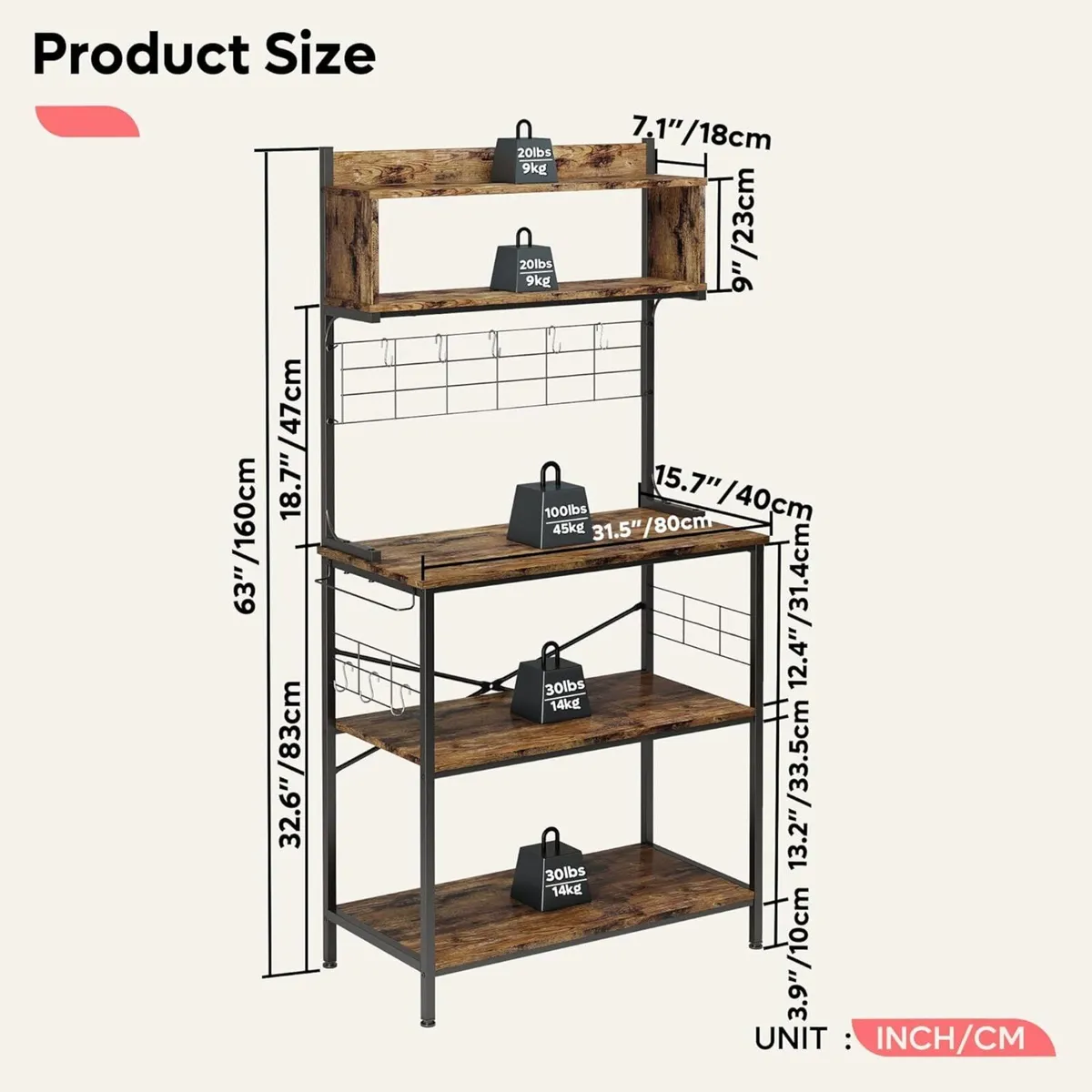 80cm Bread Rack Microwave with 4 Shelves Multi-fun - Image 2