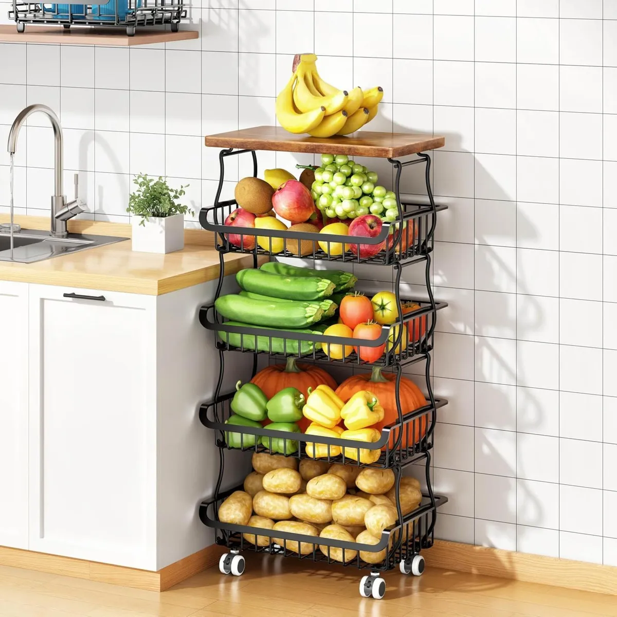 5 Tier Vegetable Fruit Basket for Kitchen - Image 1