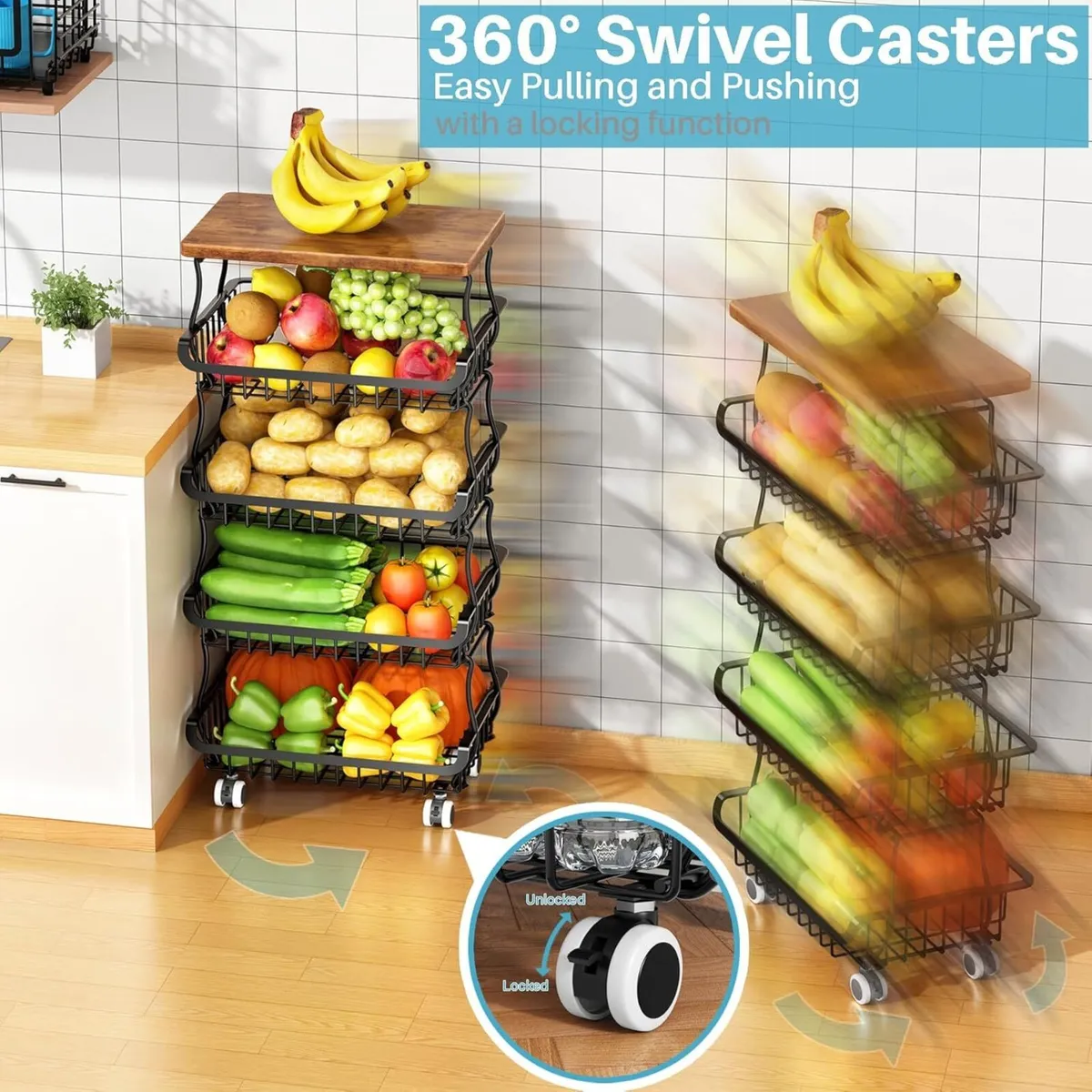 5 Tier Vegetable Fruit Basket for Kitchen - Image 3