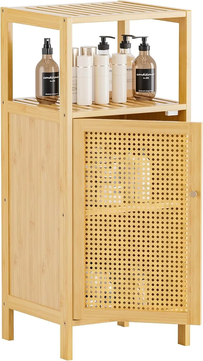 Rattan Bathroom Storage Cabinet Small Bamboo - Image 1