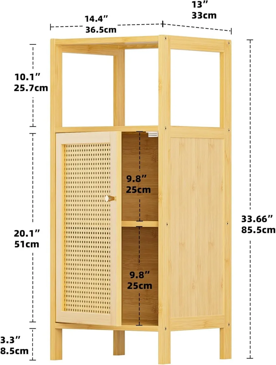 Rattan Bathroom Storage Cabinet Small Bamboo - Image 3