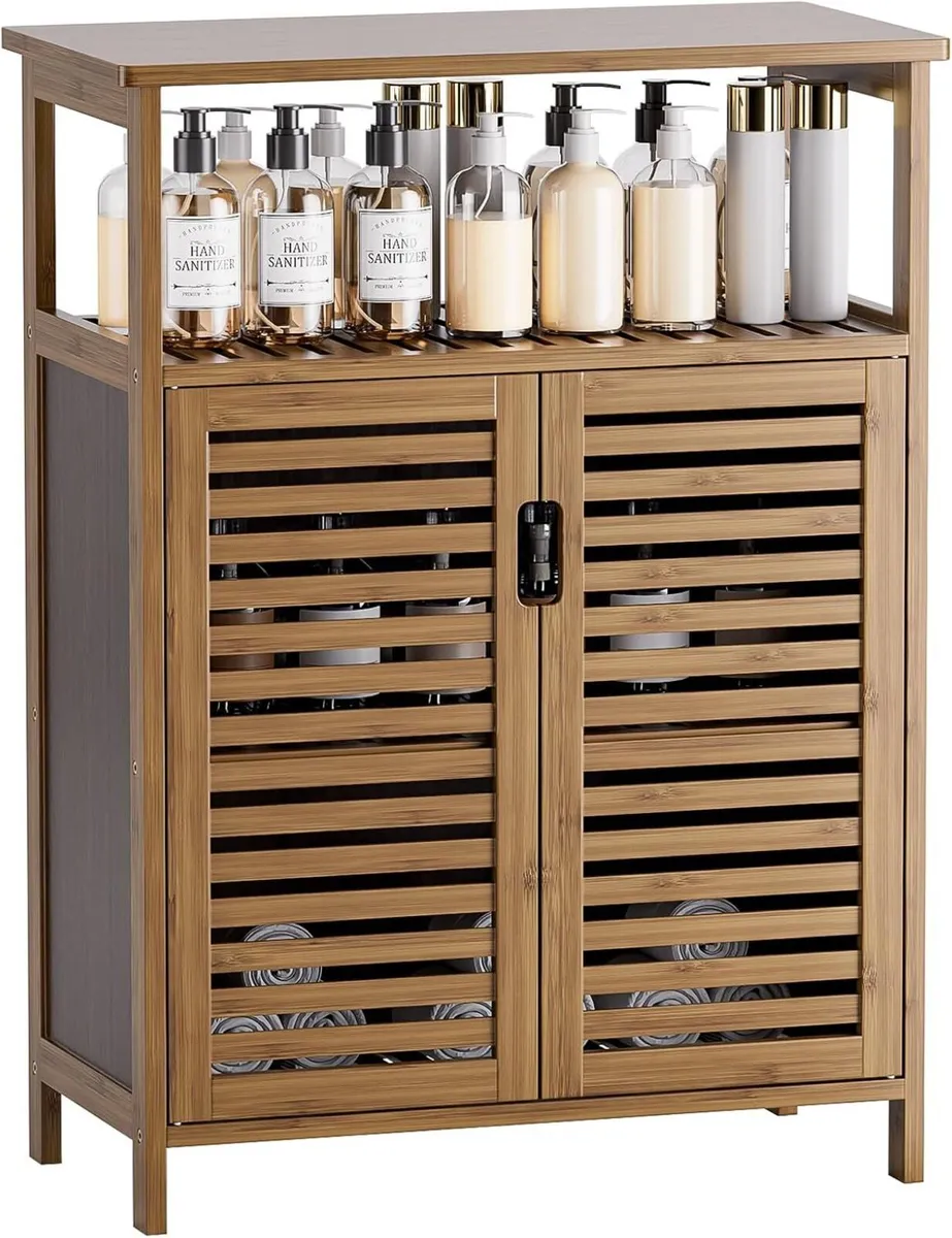 Bamboo Bathroom Storage Cabinet Floor Standing - Image 1