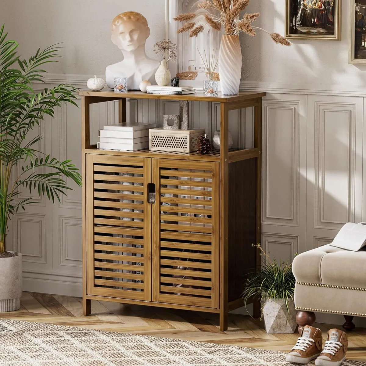 Bamboo Bathroom Storage Cabinet Floor Standing - Image 4