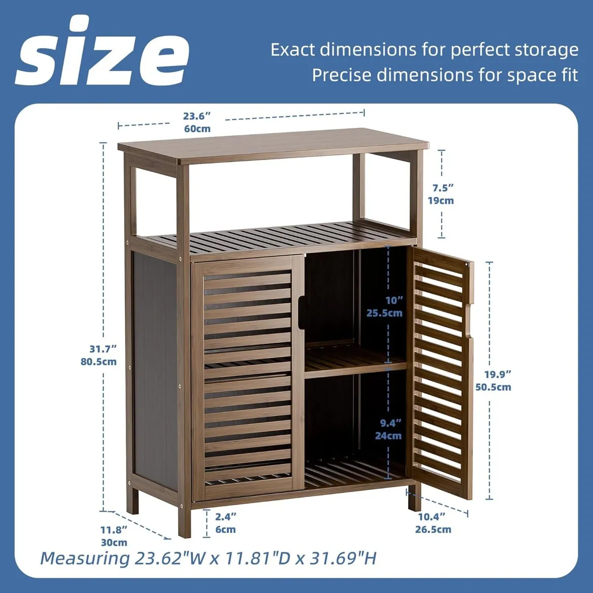Bamboo Bathroom Storage Cabinet Floor Standing - Image 3