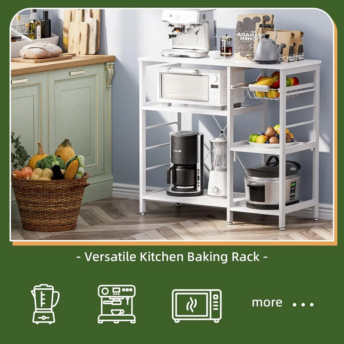 Baker’s Rack Microwave Oven Stand with Bamboo - Image 3