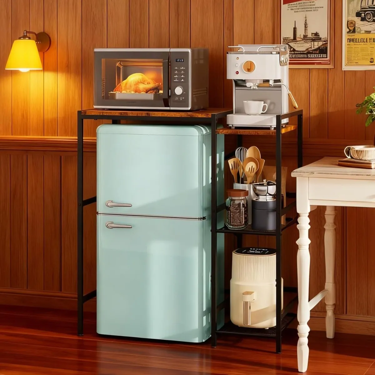 Small Fridge Stand with Storage Shelves Adjustable - Image 3