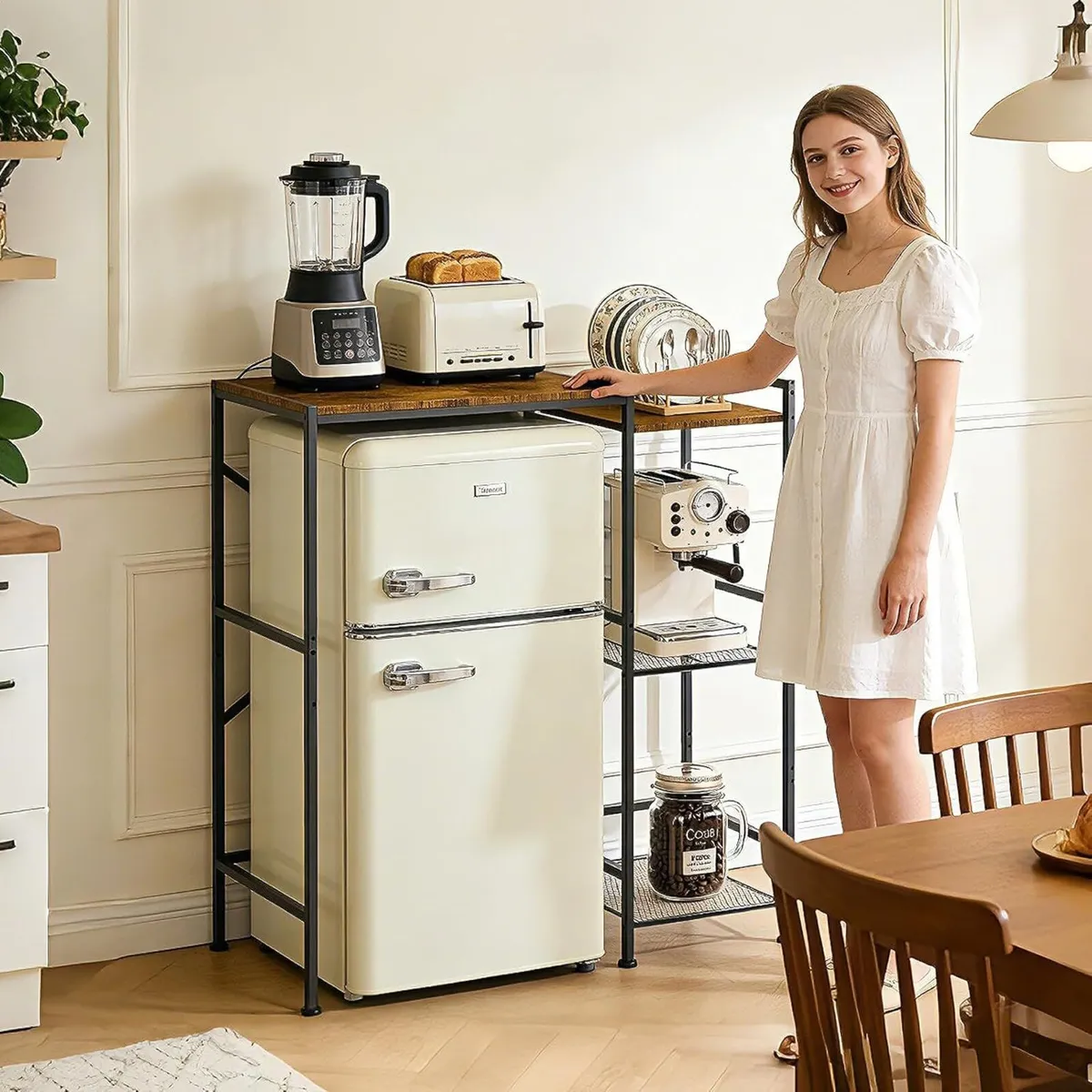 Small Fridge Stand with Storage Shelves Adjustable - Image 2