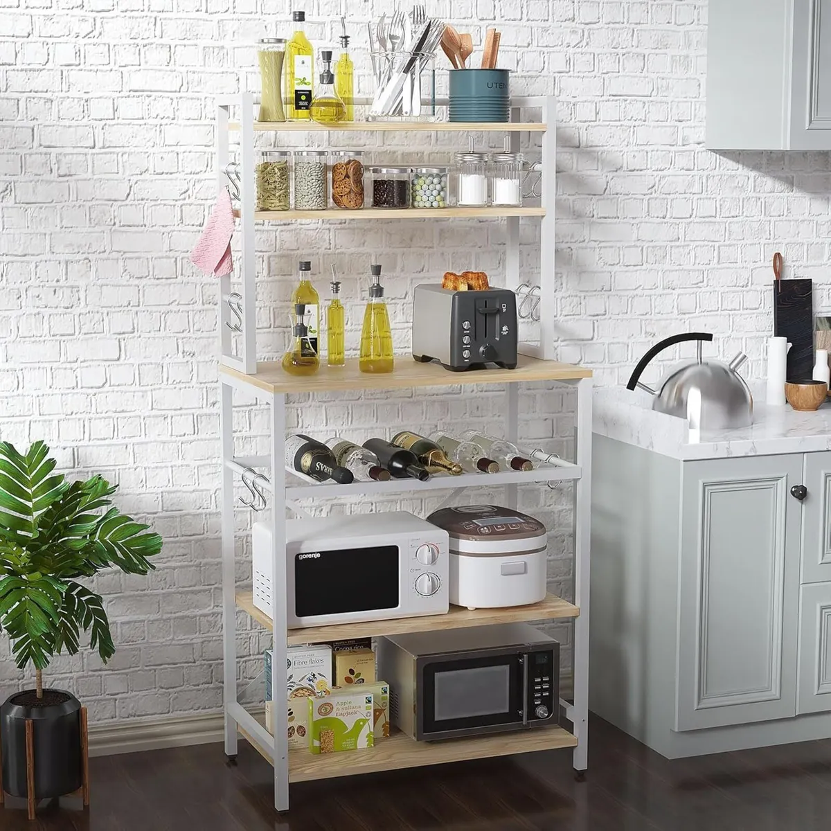 Kitchen Baker's Rack Microwave Oven Stand with - Image 2