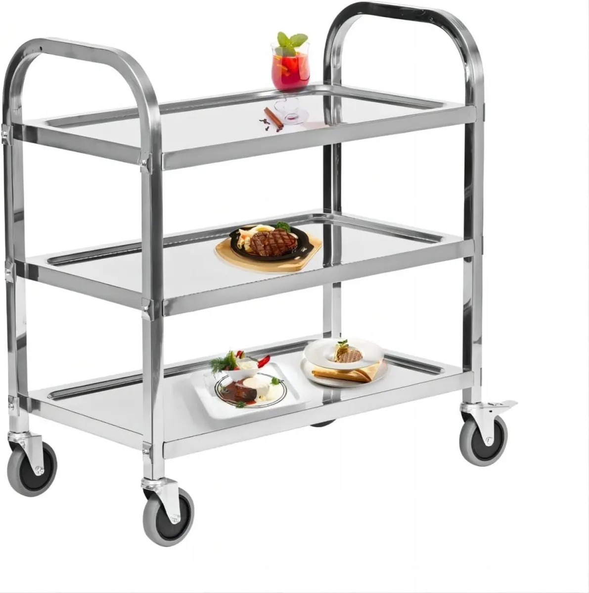 3 Tier Stainless Steel Serving Catering Trolley - Image 1
