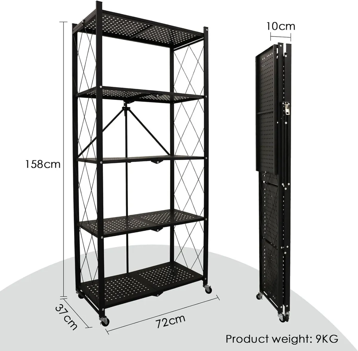 Foldable Shelving Unit 5-Tier Kitchen Shelves on - Image 3