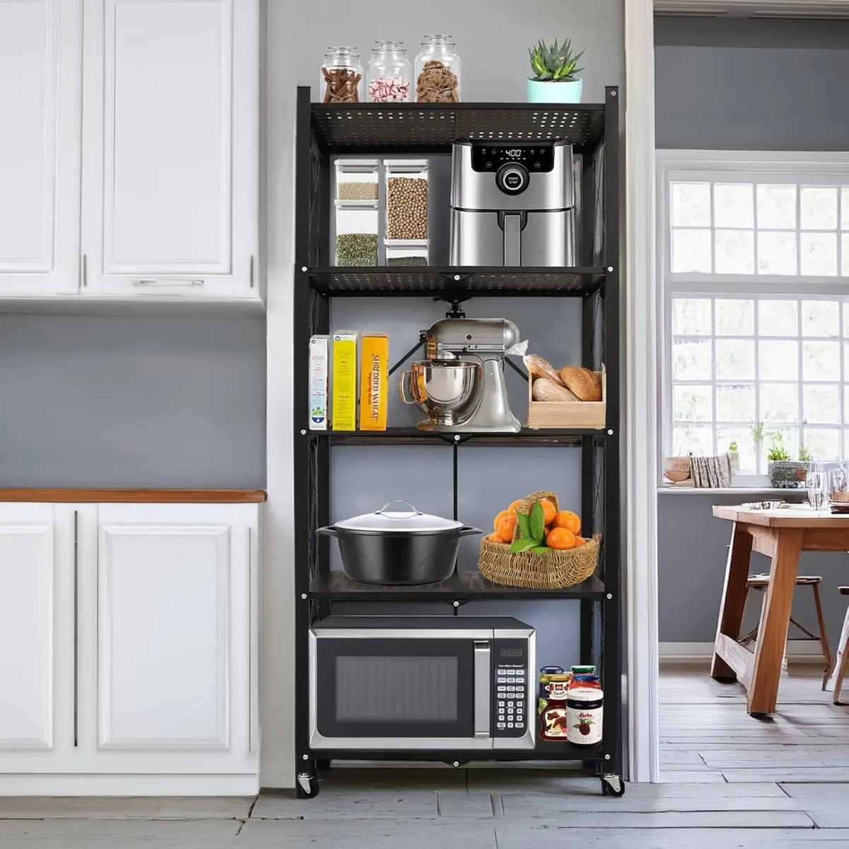 Foldable Shelving Unit 5-Tier Kitchen Shelves on - Image 2