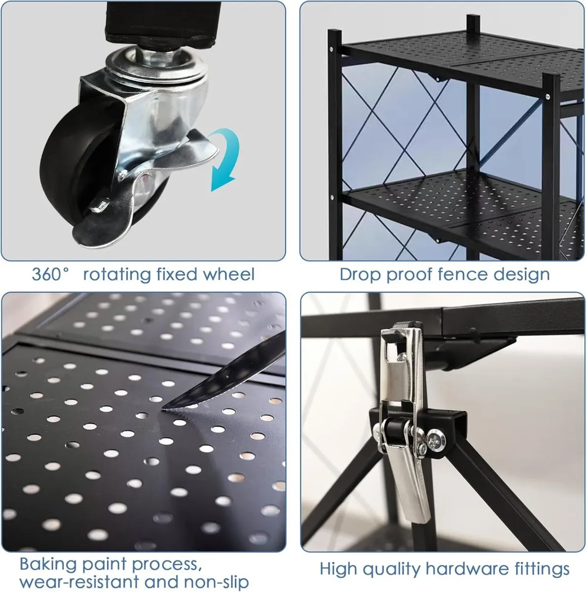 Foldable Shelving Unit 5-Tier Kitchen Shelves on - Image 4
