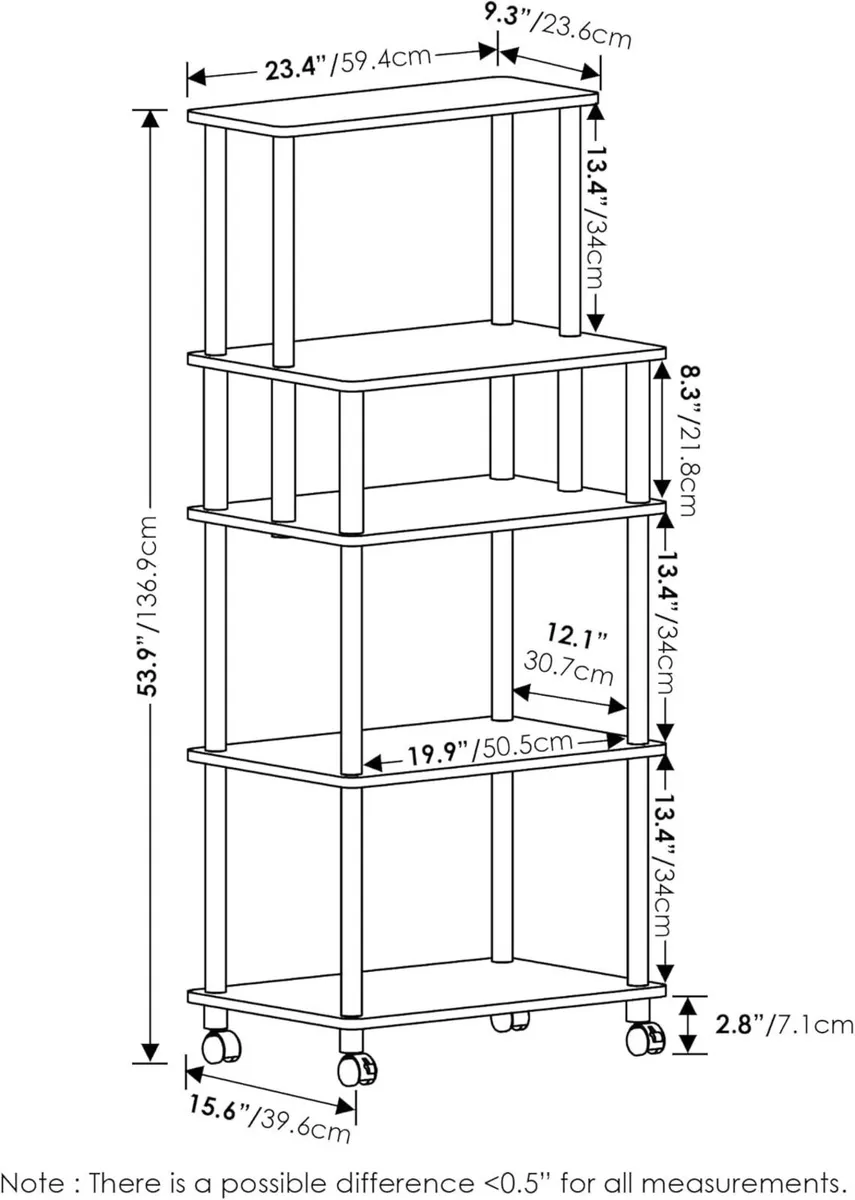 TURN-N-TUBE Bakers Rack with Wheels 5-Tier - Image 3
