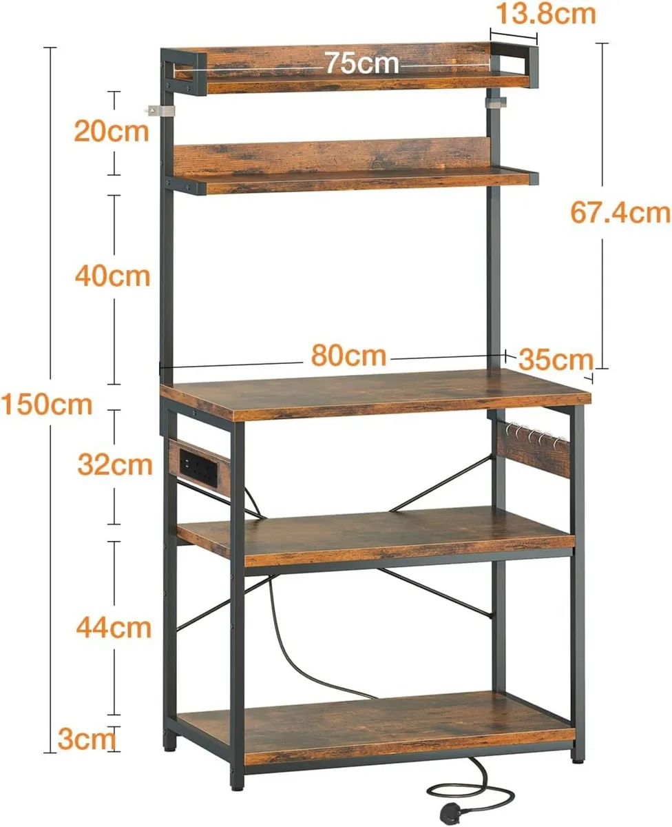 Microwave Shelf Stand with Power Outlet LED - Image 3