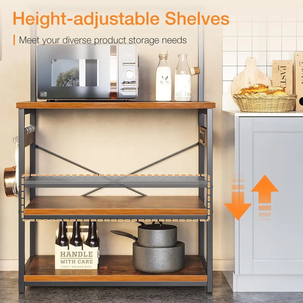 Microwave Shelf Stand with Power Outlet LED - Image 4