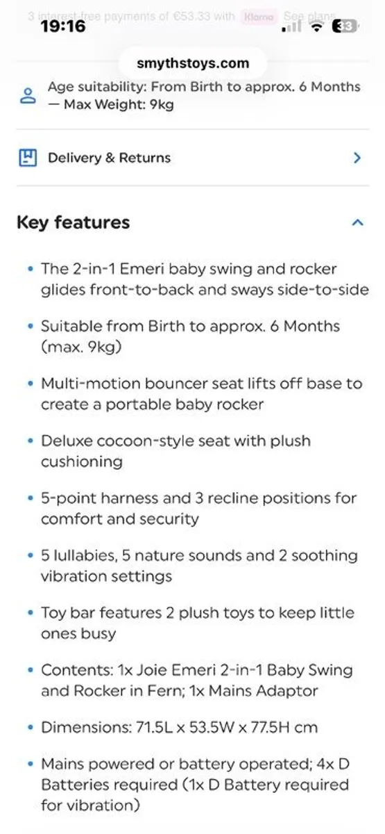 Joie Emeri 2 in 1 rocker/swing - Image 3