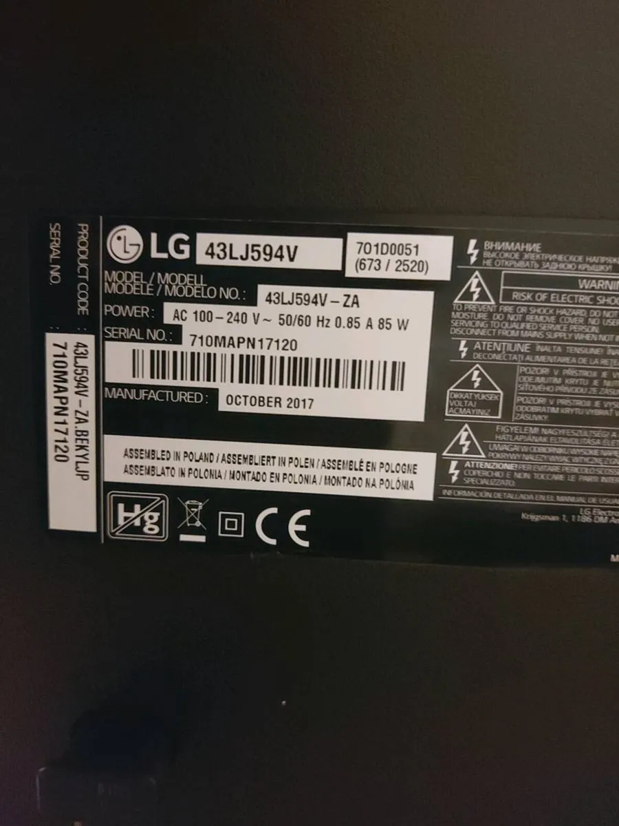 LG 43 inch TV - Image 2