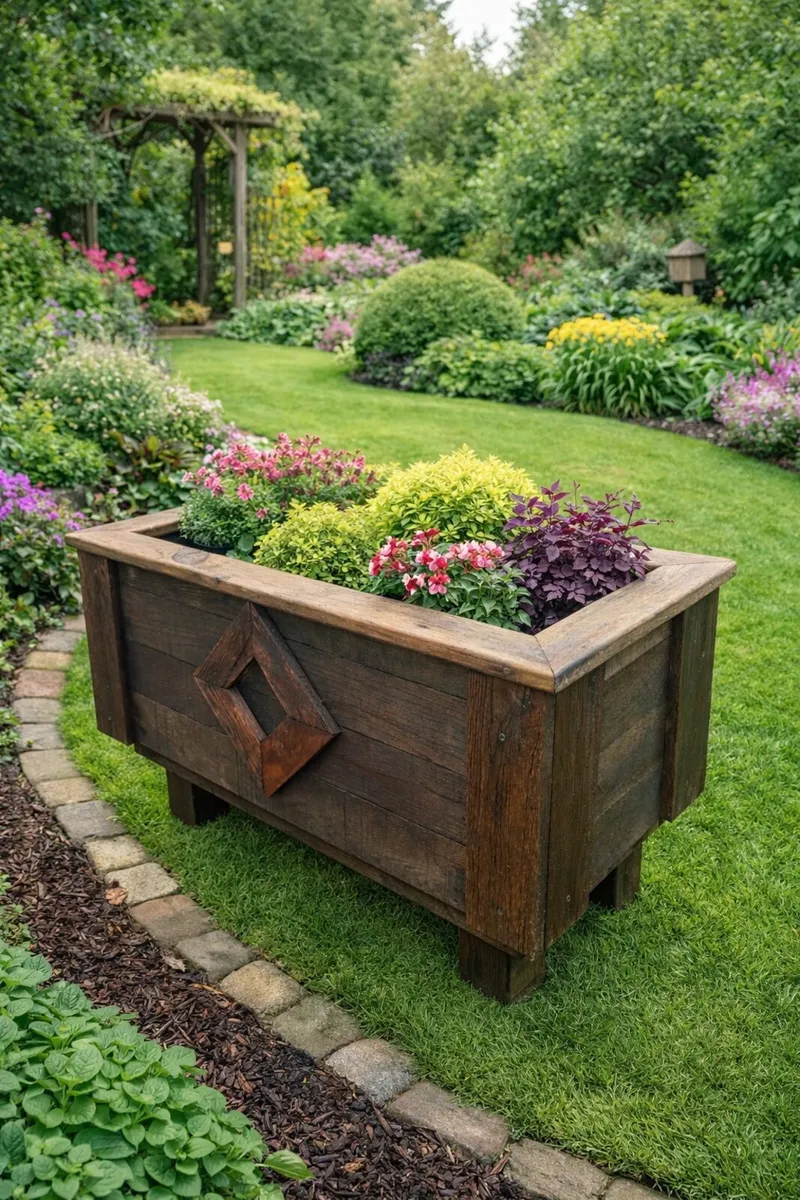 Solid oak wood planter - Image 1