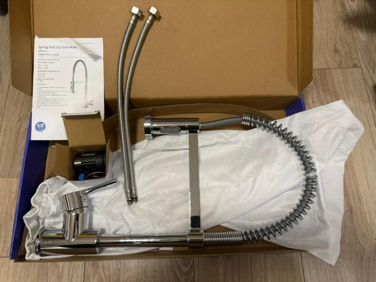 Pull-Out Kitchen Sink Rinser Tap | Chrome - Image 3