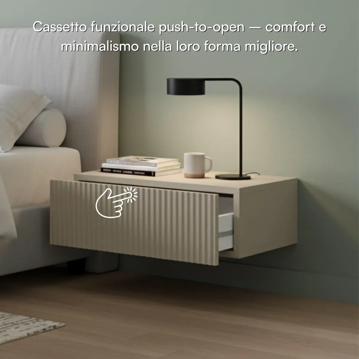 Veldio Wall-Mounted Bedside Table - Matte Gray - Image 4