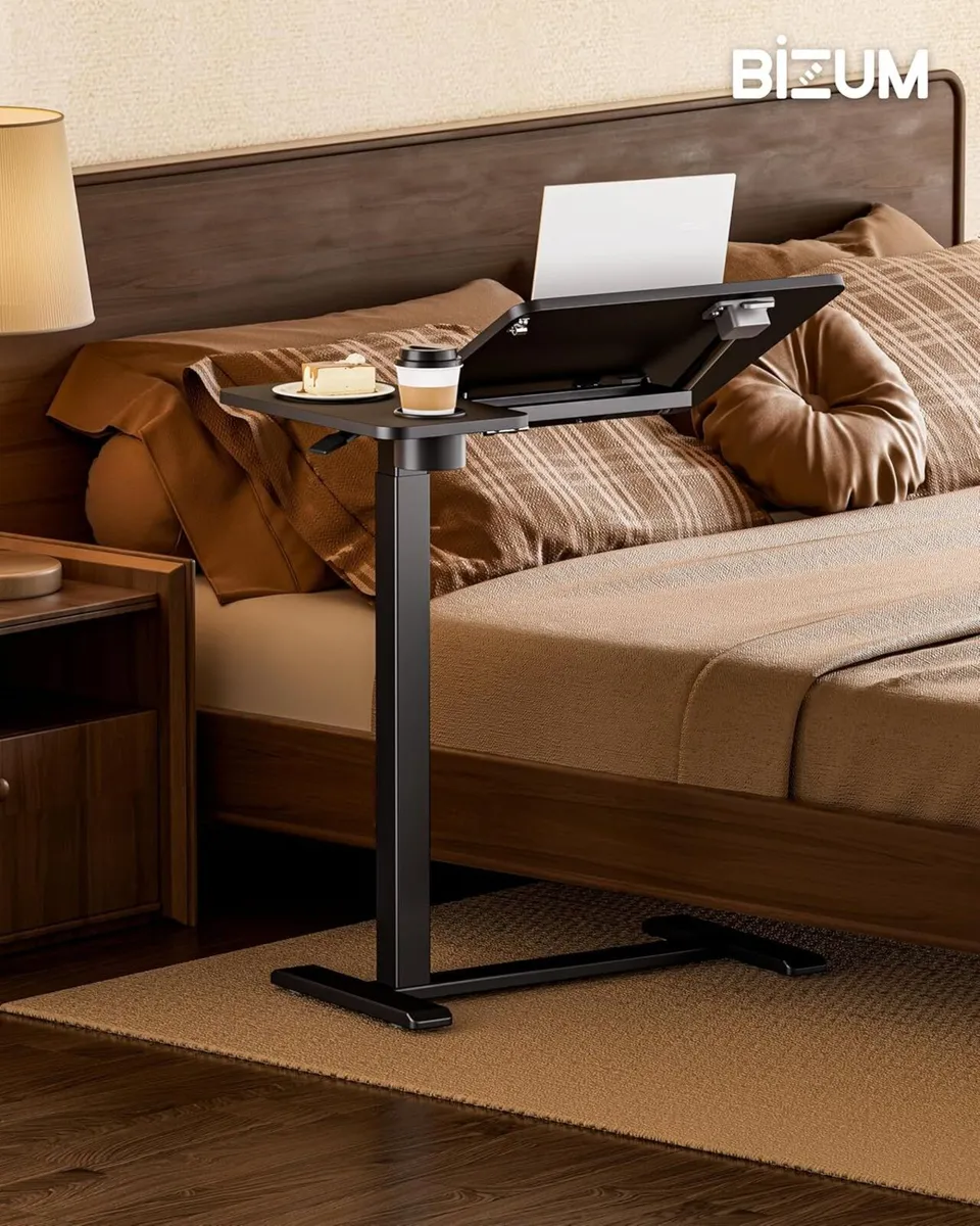 BZIUM Overbed Bedside Table with Hidden Wheels - Image 2