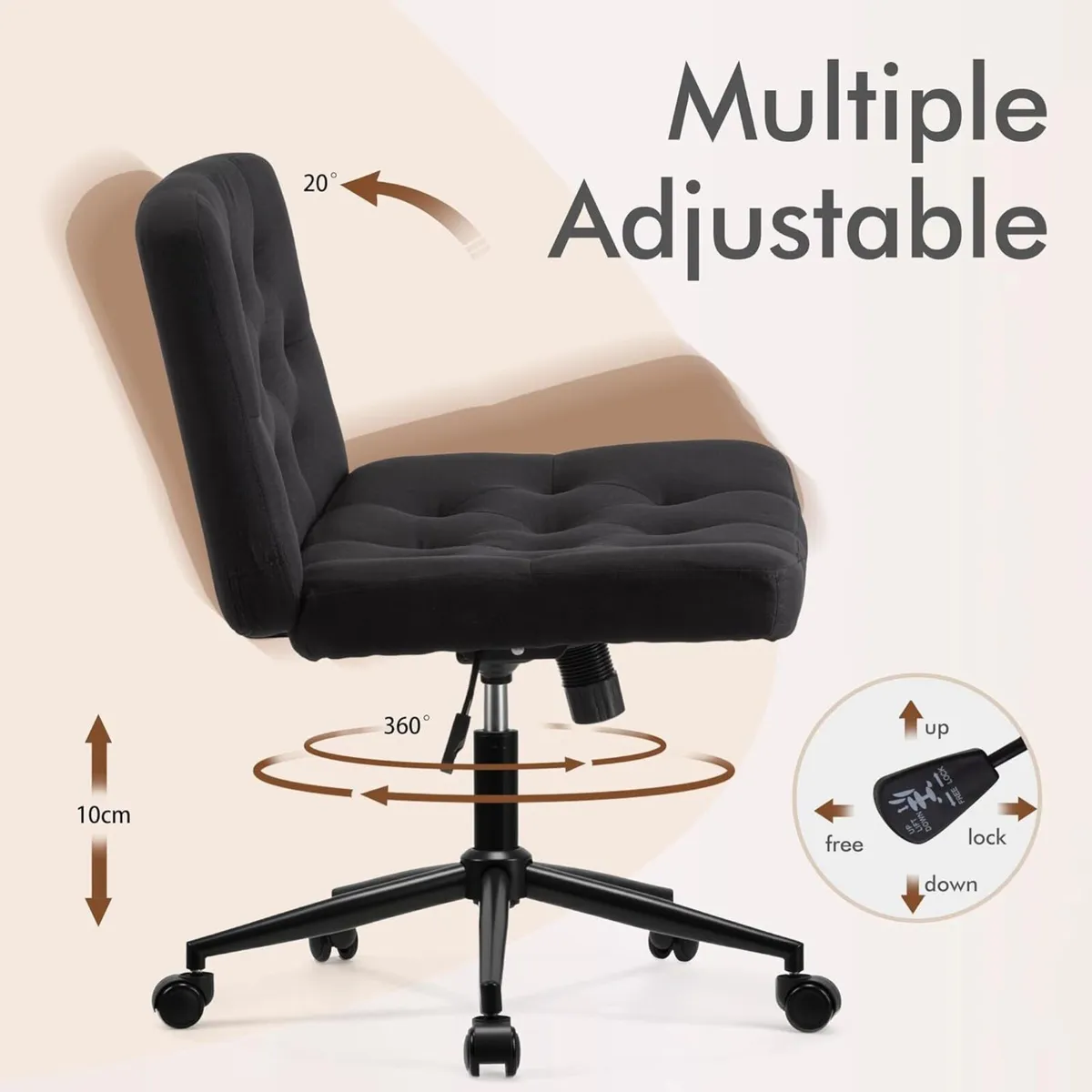 Mid-Back Cross-legged Desk Chair Vanity Dressing - Image 4