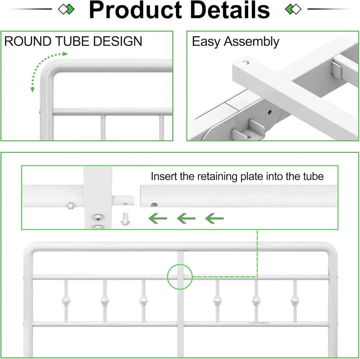 Metal Bed Frame 150x190 cm with Victorian - Image 4