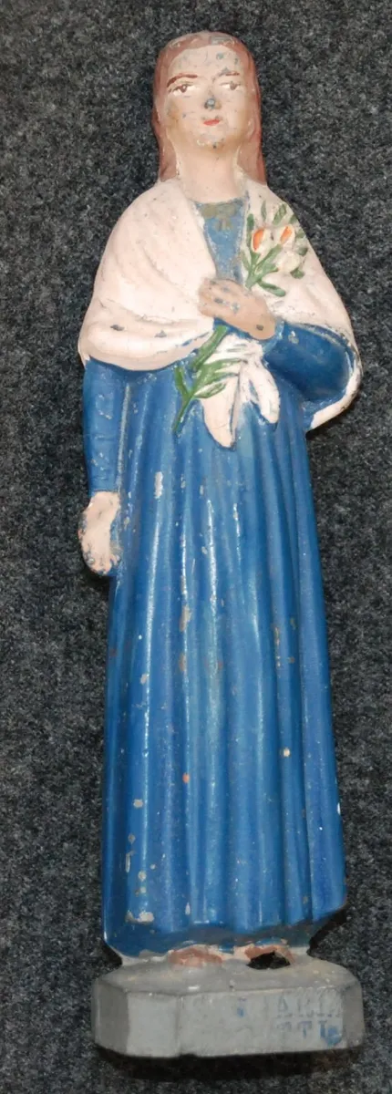 St. MARIA GORETTI Vtg 1950s Metal ware Statue - Image 2