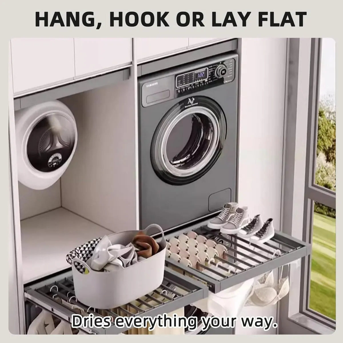 Hidden Pull Out Trousers Rack Extendable Drying - Image 4