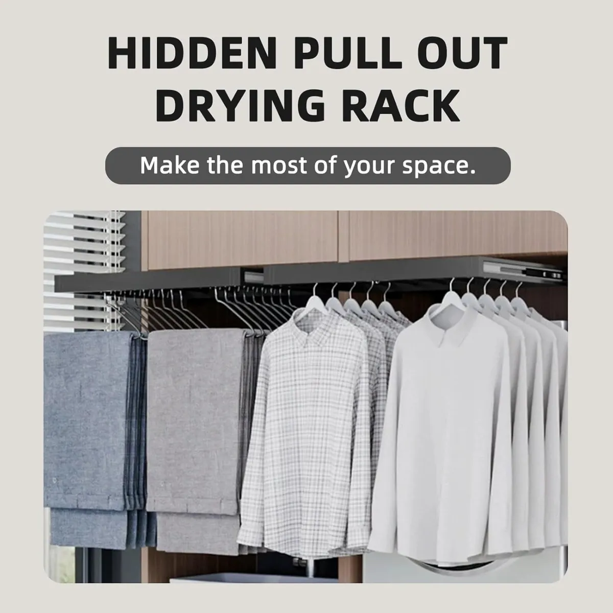 Hidden Pull Out Trousers Rack Extendable Drying - Image 3