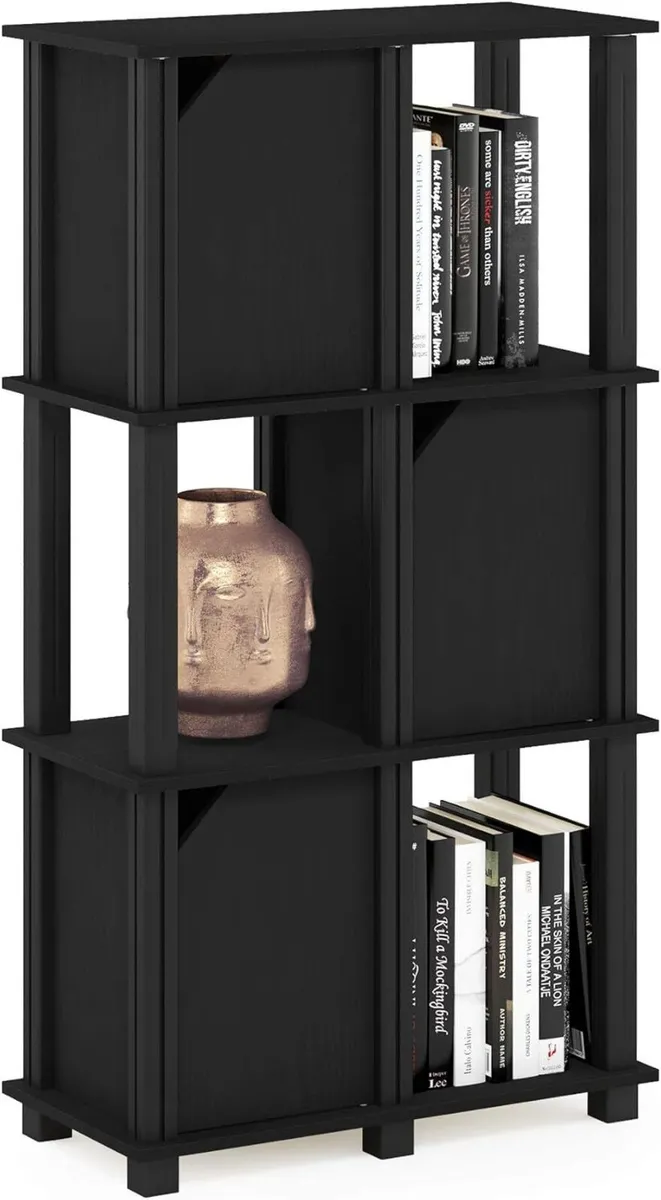 Brahms 4-Tier Storage Shelf with 3 Doors Black - Image 1