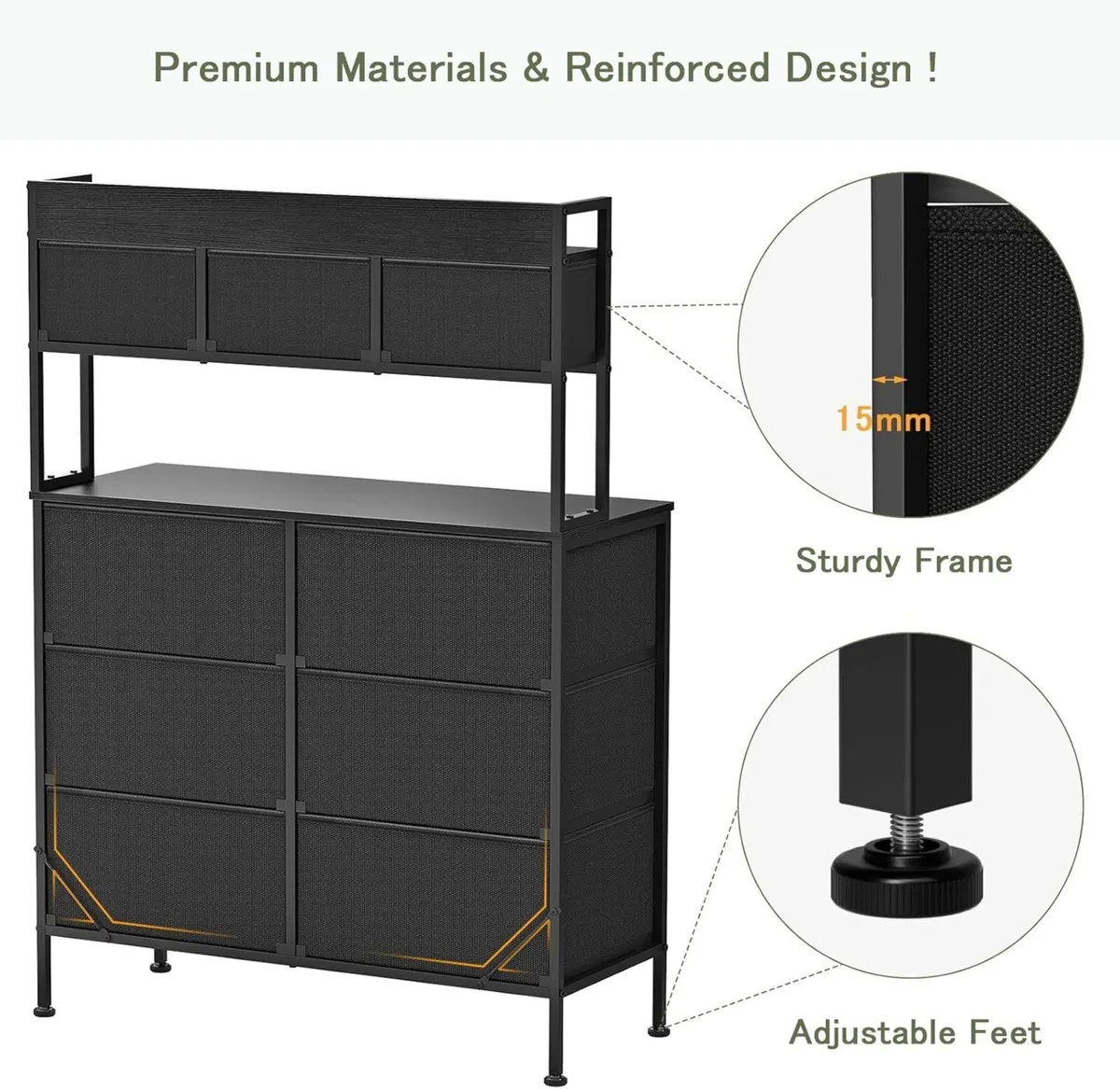 Dresser for Bedroom with 9 Drawers Chest of - Image 4