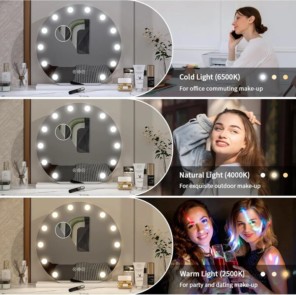 Hollywood Vanity Cosmetic Mirror with Lights 50cm - Image 4