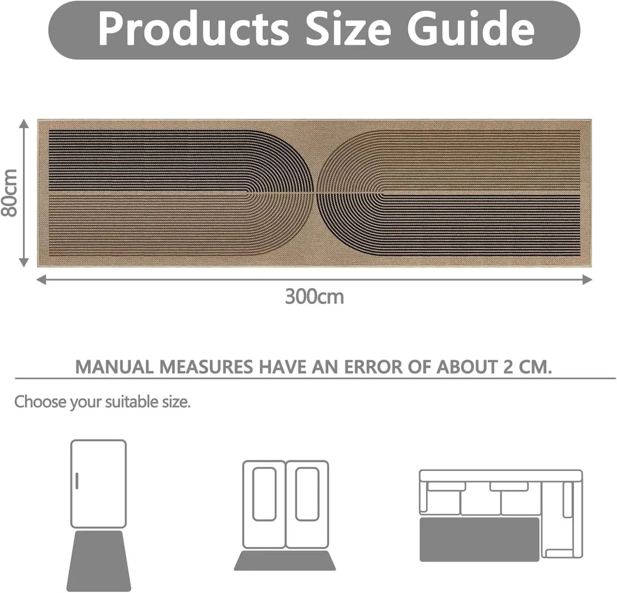 Runner Rug for Entryway 80x300cm Non-Slip Hallway - Image 2