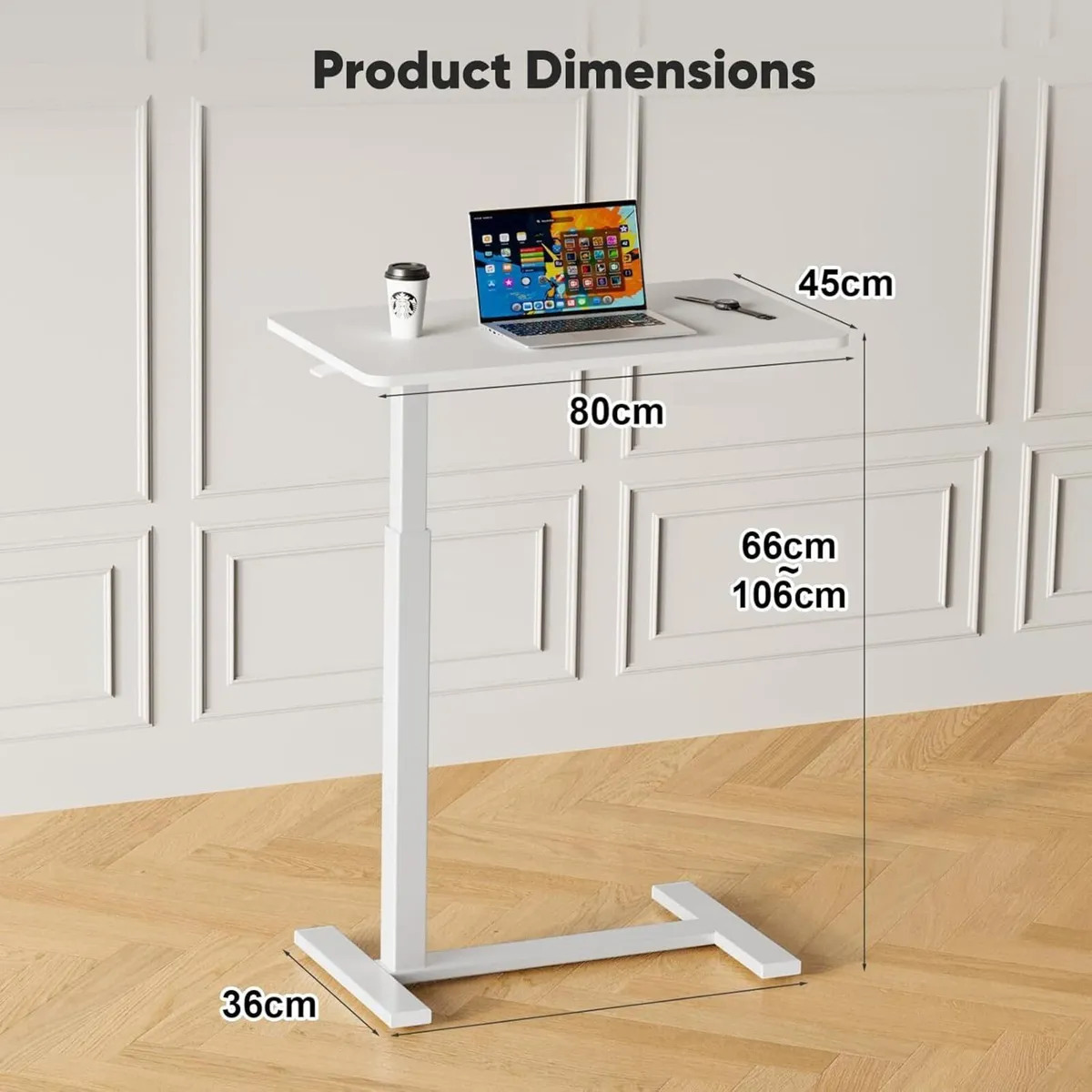 Mobile Standing Desk Over Bed Table with Wheels - Image 3