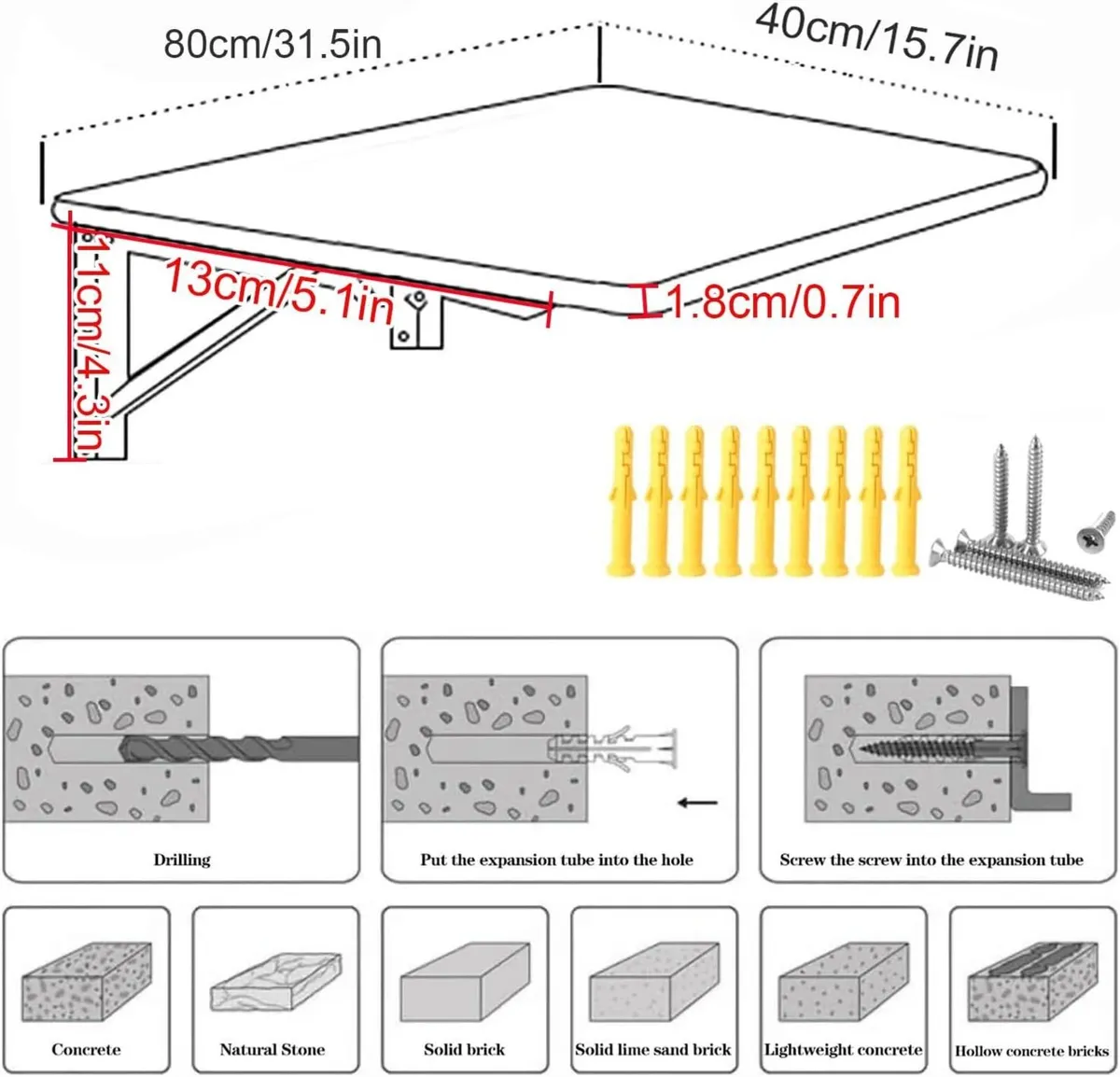 Wall Mount Folding Table Space-Saving Mounted - Image 2