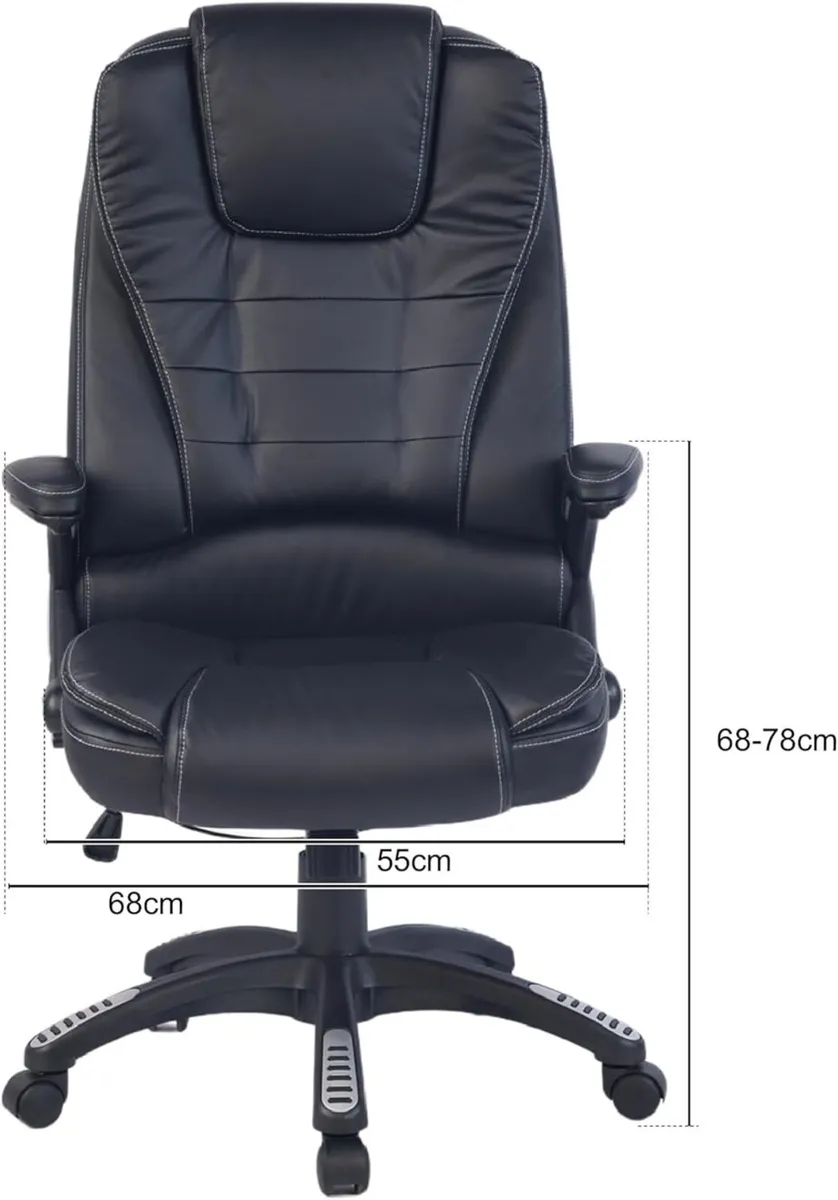 Black Luxury Reclining Executive Leather High - Image 2