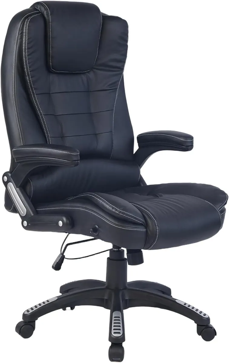 Black Luxury Reclining Executive Leather High - Image 3