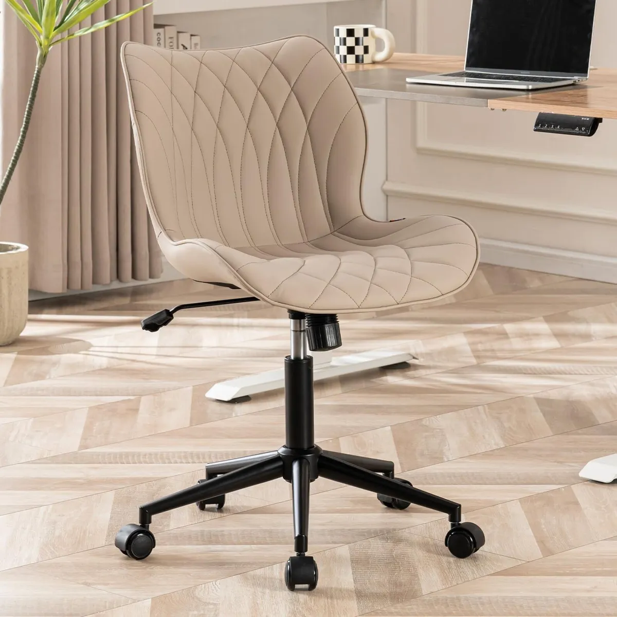Armless Office Chair Comfy Adjustable Desk for - Image 1