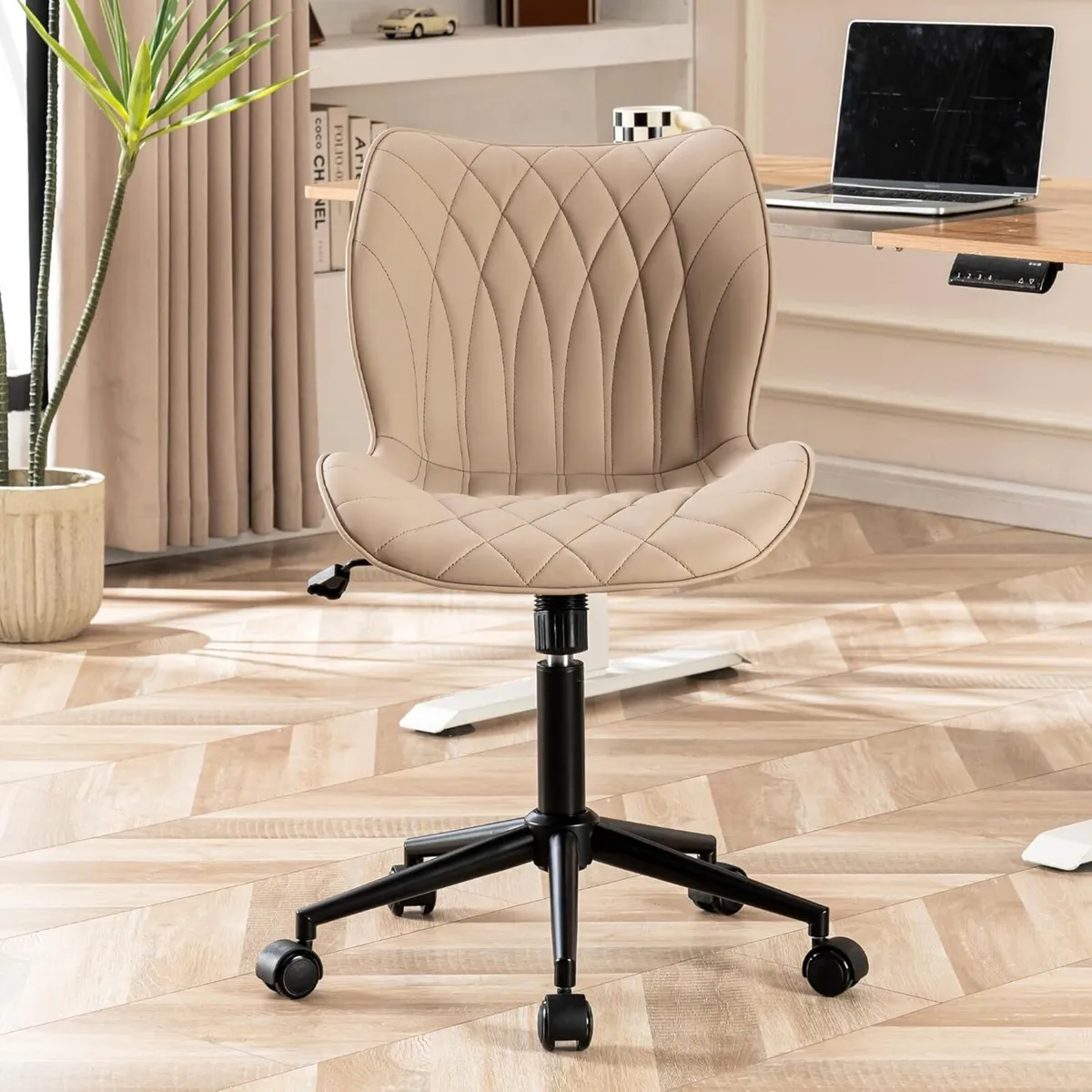 Armless Office Chair Comfy Adjustable Desk for - Image 3