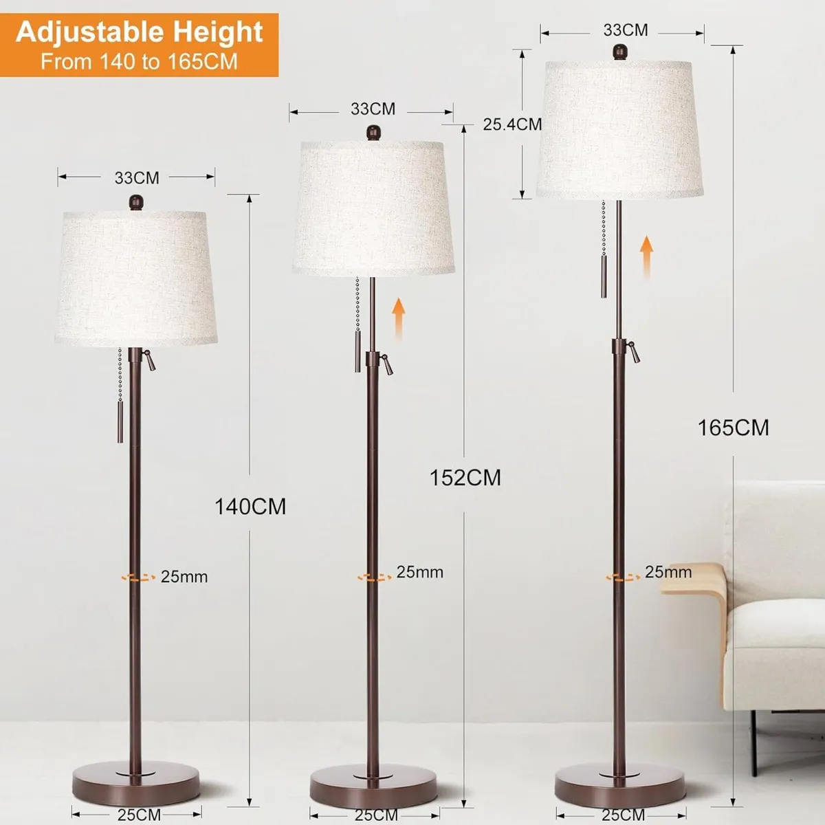 Floor Lamp Modern Lamps for Living Room Height - Image 2