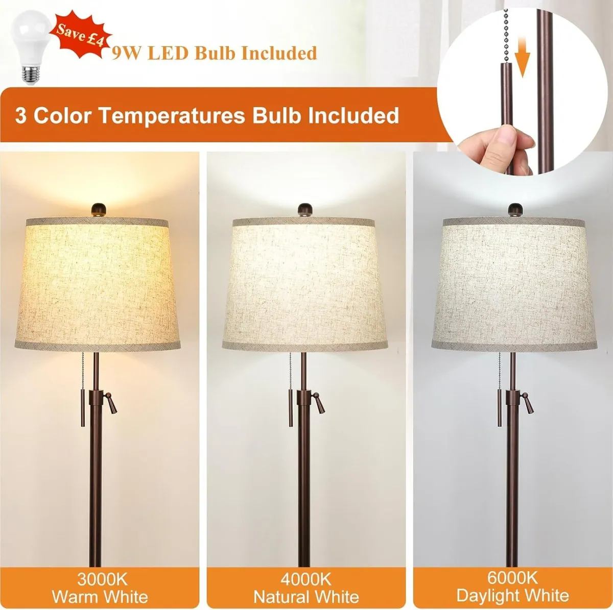 Floor Lamp Modern Lamps for Living Room Height - Image 3