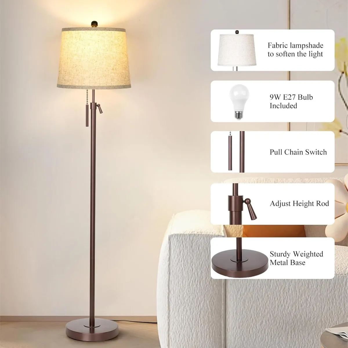 Floor Lamp Modern Lamps for Living Room Height - Image 4